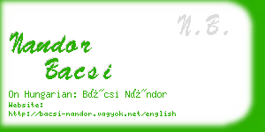 nandor bacsi business card